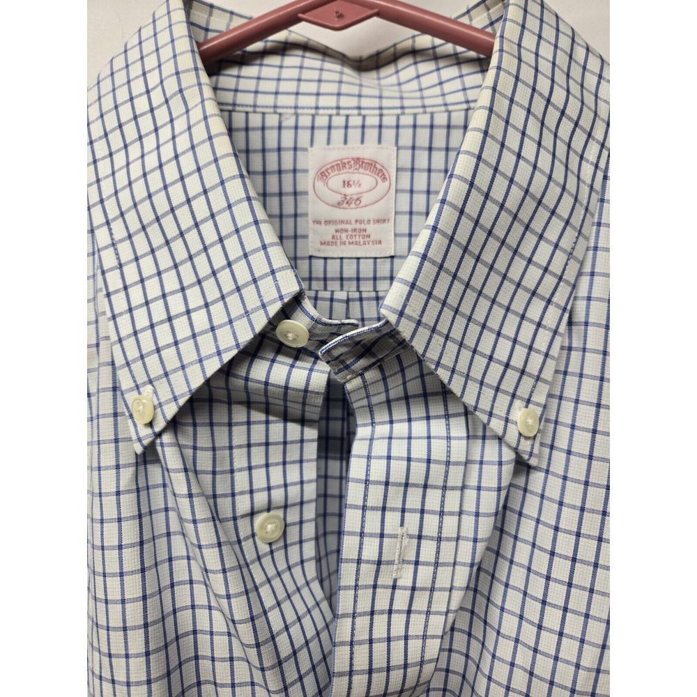 Brooks Brothers 346‎ Button Down; Large 16 1/2 Neck  Blue MEN Short Sleeve - Picture 2 of 6
